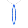 OVAL pendant  LARGE  ( 2.75 inches long)  with  sterling silver studs along shape  COLOR: royal blue  MATERIAL: 3D printed Nylon  ARTIST: Ree Gallagher, USA