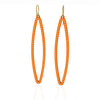 OVAL earrings  SIZE:  LARGE  ( 2.75 inches long)  with  14/20  goldfill  studs along shape  COLOR:  ORANGE   MATERIAL: 3D printed Nylon  ARTIST: Ree Gallagher