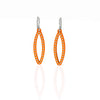 OVAL earrings  SIZE:  SMALL  ( 1.25 inches long)  with  sterling silver  studs along shape  COLOR:   orange   MATERIAL: 3D printed Nylon  ARTIST: Ree Gallagher, USA