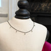 Five Silver mirror Swarovski crystals dangle from thin black stainless steel chain to create feminine black and silver choker necklace 14 - 16 inches created by Ree Gallagher