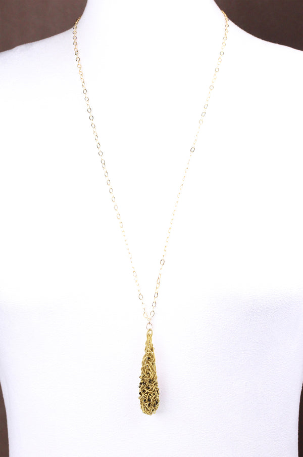 COCOON pendant on long chain handmade by Ree Gallagher