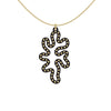 MATISSE.cutout CORAL pendant STYLE: 1 with 14/20 goldfill studs along shape COLOR: black MATERIAL: 3D printed Nylon ARTIST: Ree Gallagher, USA