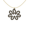 MATISSE.cutout  CORAL pendant  STYLE:  3 , oriented horizontally with 14/20  goldfill  studs along shape  COLOR:  black  MATERIAL:  3D printed Nylon  ARTIST:  Ree Gallagher, USA