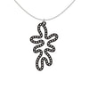 MATISSE.cutout  CORAL pendant  STYLE:  5   vertical coral shape  with sterling  studs along shape  COLOR:   black    MATERIAL:  3D printed Nylon  ARTIST:  Ree Gallagher, USA