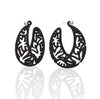 MATISSE inspired BLACK  CORAL CUTOUT HOOP earrings.  1.625 inch diameter.  Material:  Nylon   Posts:  sterling or 14/20 goldfill