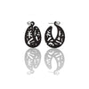 MATISSE inspired  BLACK  CORAL CUTOUT HOOP earrings.  SIZE:  SMALL, 0.75 inch diameter.  Material:  Nylon   Posts:  sterling or 14/20 goldfill