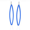 OVAL earrings  SIZE:  LARGE  ( 2.75 inches long)  with  sterling silver  studs along shape  COLOR:   royal blue  MATERIAL: 3D printed Nylon  ARTIST: Ree Gallagher