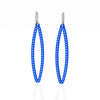 OVAL earrings  SIZE:  MEDIUM ( 2inches long)  with  sterling  silver  studs along shape  COLOR:  blue  MATERIAL: 3D printed Nylon  ARTIST: Ree Gallagher, USA