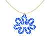 MATISSE.cutout  CORAL pendant  STYLE:  3 , oriented horizontally with 14/20  goldfill studs along shape  COLOR:  royal blue    MATERIAL:  3D printed Nylon  ARTIST:  Ree Gallagher, USA