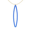 OVAL pendant  LARGE  ( 2.75 inches long)  with  14/20  goldfill  studs along shape  COLOR: royal blue  MATERIAL: 3D printed Nylon  ARTIST: Ree Gallagher, USA