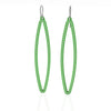 OVAL earrings  SIZE:  LARGE  ( 2.75 inches long)  with  sterling silver  studs along shape  COLOR:  green  MATERIAL: 3D printed Nylon  ARTIST: Ree Gallagher
