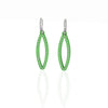 OVAL earrings  SIZE:  SMALL  ( 1.25 inches long)  with  sterling silver  studs along shape  COLOR:   green   MATERIAL: 3D printed Nylon  ARTIST: Ree Gallagher, USA