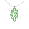 MATISSE.cutout  CORAL pendant  STYLE:  1  with sterling silver studs along shape  COLOR:  grass green    MATERIAL:  3D printed Nylon  ARTIST:  Ree Gallagher