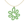 MATISSE.cutout  CORAL pendant  STYLE:  2  with 14/20 goldfill studs along shape  COLOR:  grass green    MATERIAL:  3D printed Nylon  ARTIST:  Ree Gallagher, USA
