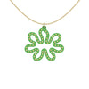 MATISSE.cutout  CORAL pendant  STYLE:  3 , oriented horizontally with 14/20  goldfill studs along shape  COLOR:  grass  green    MATERIAL:  3D printed Nylon  ARTIST:  Ree Gallagher, USA