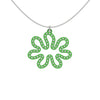 MATISSE.cutout  CORAL pendant  STYLE:  3 , oriented horizontally with sterling silver studs along shape  COLOR:  grass  green    MATERIAL:  3D printed Nylon  ARTIST:  Ree Gallagher, USA