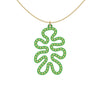 MATISSE.cutout  CORAL pendant  STYLE:  4 , funky vertical shape  with 14/20 goldfill studs along shape  COLOR:   grass green    MATERIAL:  3D printed Nylon  ARTIST:  Ree Gallagher, USA