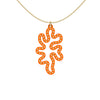 MATISSE.cutout  CORAL pendant  STYLE:  1  with 14/20 goldfill studs along shape  COLOR:  orange   MATERIAL:  3D printed Nylon  ARTIST:  Ree Gallagher