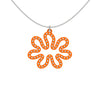 MATISSE.cutout  CORAL pendant  STYLE:  3 , oriented horizontally with  sterling  studs along shape  COLOR:   orange    MATERIAL:  3D printed Nylon  ARTIST:  Ree Gallagher, USA