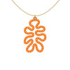 MATISSE.cutout  CORAL pendant  STYLE:  4 , funky vertical shape  with 14/20 goldfill studs along shape  COLOR:   orange    MATERIAL:  3D printed Nylon  ARTIST:  Ree Gallagher, USA