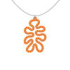 MATISSE.cutout  CORAL pendant  STYLE:  4 , funky vertical shape  with sterling  studs along shape  COLOR:   orange    MATERIAL:  3D printed Nylon  ARTIST:  Ree Gallagher, USA