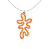 MATISSE.cutout  CORAL pendant  STYLE:  5   vertical coral shape  with sterling  studs along shape  COLOR:   orange    MATERIAL:  3D printed Nylon  ARTIST:  Ree Gallagher, USA