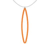 OVAL pendant  LARGE  ( 2.75 inches long)  with  sterling silver  studs along shape  COLOR: orange  MATERIAL: 3D printed Nylon  ARTIST: Ree Gallagher, USA