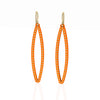 OVAL earrings  SIZE:  MEDIUM ( 2inches long)  with  14/20  goldfill  studs along shape  COLOR: orange  MATERIAL: 3D printed Nylon  ARTIST: Ree Gallagher, USA