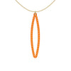 OVAL pendant  MEDIUM ( 2inches long)  with  14/20 goldfill  studs along shape  COLOR: orange   MATERIAL: 3D printed Nylon  ARTIST: Ree Gallagher, USA