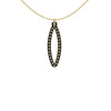 OVAL pendant  SMALL with 14/20 goldfill studs along shape  COLOR: black  MATERIAL: 3D printed Nylon  ARTIST: Ree Gallagher, USA