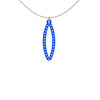 OVAL pendant  SMALL with sterling silver studs along shape  COLOR: blue   MATERIAL: 3D printed Nylon  ARTIST: Ree Gallagher, USA