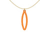 OVAL pendant  SMALL with 14/20  goldfill  studs along shape  COLOR: orange  MATERIAL: 3D printed Nylon  ARTIST: Ree Gallagher, USA