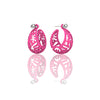 MATISSE inspired  pink  CORAL CUTOUT HOOP earrings.  SIZE:  SMALL, 0.75 inch or 22mm diameter.  Material:  Nylon   Posts:  sterling or 14/20 goldfill