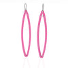 OVAL earrings  SIZE:  LARGE  ( 2.75 inches long)  with  sterling silver  studs along shape  COLOR: pink   MATERIAL: 3D printed Nylon  ARTIST: Ree Gallagher