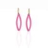 OVAL earrings  SIZE:  SMALL  ( 1.25 inches long)  with  14/20  goldfill  studs along shape  COLOR:   pink   MATERIAL: 3D printed Nylon  ARTIST: Ree Gallagher, USA
