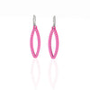 OVAL earrings  SIZE:  SMALL  ( 1.25 inches long)  with  sterling silver  studs along shape  COLOR:   pink   MATERIAL: 3D printed Nylon  ARTIST: Ree Gallagher, USA