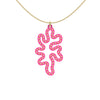 MATISSE.cutout  CORAL pendant  STYLE:  1  with 14/20 goldfill studs along shape  COLOR:  hot pink    MATERIAL:  3D printed Nylon  ARTIST:  Ree Gallagher