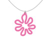 MATISSE.cutout  CORAL pendant  STYLE:  2  with sterling silver studs along shape  COLOR:  hot pink    MATERIAL:  3D printed Nylon  ARTIST:  Ree Gallagher, USA