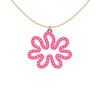 MATISSE.cutout  CORAL pendant  STYLE:  3 , oriented horizontally with 14/20  goldfill  studs along shape  COLOR:  hot  pink    MATERIAL:  3D printed Nylon  ARTIST:  Ree Gallagher, USA