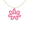 MATISSE.cutout  CORAL pendant  STYLE:  3 , oriented horizontally with 14/20  goldfill  studs along shape  COLOR:  hot  pink    MATERIAL:  3D printed Nylon  ARTIST:  Ree Gallagher, USA