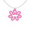 MATISSE.cutout  CORAL pendant  STYLE:  3 , oriented horizontally with sterling silver studs along shape  COLOR:  hot  pink    MATERIAL:  3D printed Nylon  ARTIST:  Ree Gallagher, USA