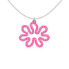 MATISSE.cutout  CORAL pendant  STYLE:  3 , oriented horizontally with sterling silver studs along shape  COLOR:  hot  pink    MATERIAL:  3D printed Nylon  ARTIST:  Ree Gallagher, USA