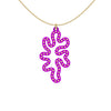 MATISSE.cutout  CORAL pendant  STYLE:  1  with 14/20 goldfill studs along shape  COLOR:  purple   MATERIAL:  3D printed Nylon  ARTIST:  Ree Gallagher