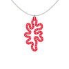 MATISSE.cutout  RED CORAL pendant  STYLE:  1  with sterling silver studs along shape     MATERIAL:  3D printed Nylon  ARTIST:  Ree Gallagher