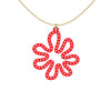 MATISSE.cutout  CORAL pendant  STYLE:  2  with 14/20 goldfill studs along shape  COLOR:  red    MATERIAL:  3D printed Nylon  ARTIST:  Ree Gallagher, USA