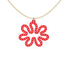 MATISSE.cutout  CORAL pendant  STYLE:  3 , oriented horizontally with 14/20  goldfill  studs along shape  COLOR:   red    MATERIAL:  3D printed Nylon  ARTIST:  Ree Gallagher, USA