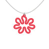 MATISSE.cutout  CORAL pendant  STYLE:  3 , oriented horizontally with sterling silver studs along shape  COLOR:   red    MATERIAL:  3D printed Nylon  ARTIST:  Ree Gallagher, USA