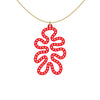 MATISSE.cutout  CORAL pendant  STYLE:  4 , funky vertical shape  with 14/20 goldfill studs along shape  COLOR:   red    MATERIAL:  3D printed Nylon  ARTIST:  Ree Gallagher, USA