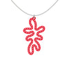 MATISSE.cutout  CORAL pendant  STYLE:  5   vertical coral shape  with sterling  studs along shape  COLOR:   red    MATERIAL:  3D printed Nylon  ARTIST:  Ree Gallagher, USA