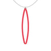 OVAL pendant  LARGE  ( 2.75 inches long)  with  sterling silver studs along shape  COLOR: RED  MATERIAL: 3D printed Nylon  ARTIST: Ree Gallagher, USA